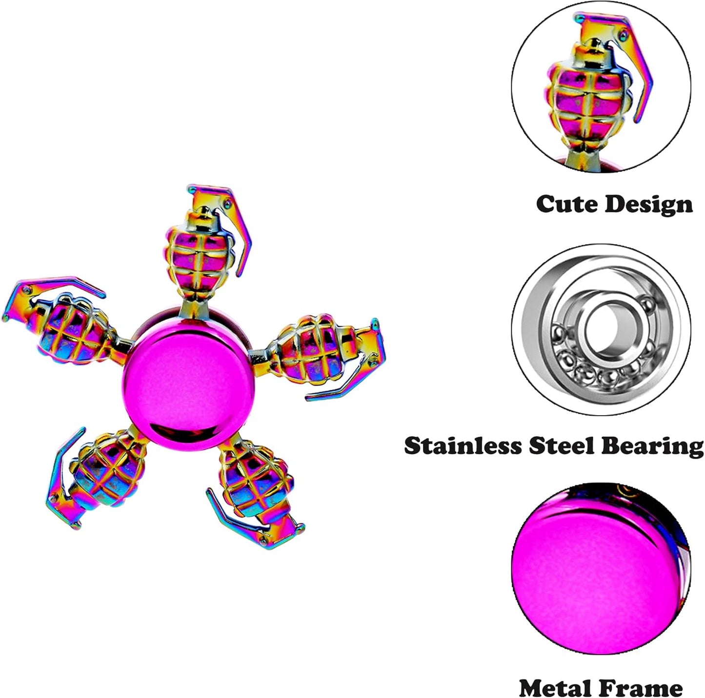 Fidget Spinners Set, Metal Desk Toys for Kids Adults Boys Girls, Hand Spinner Sensory Toys for Party Favors, Stocking Stuffers (3 Pack) (Style-1)