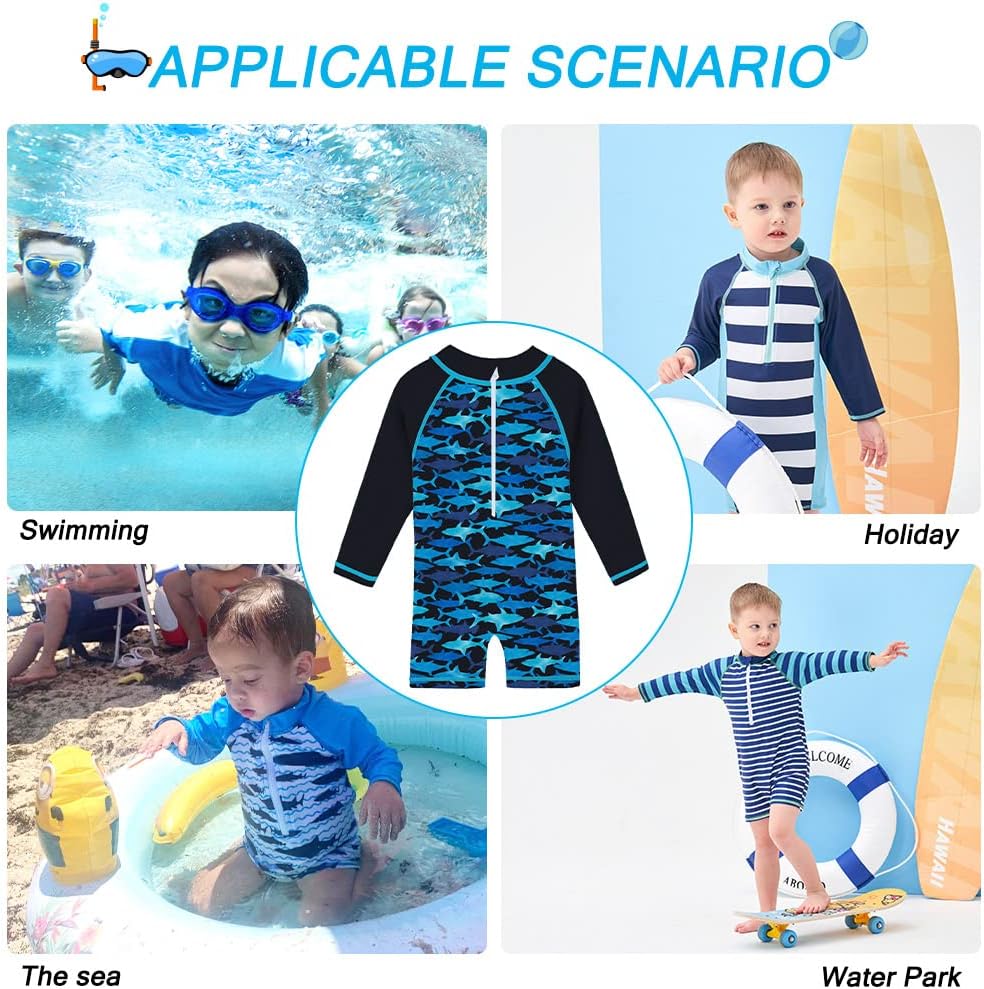 Funnycokid Baby Swimsuit Boy Toddler Bathing Suit Rash Guard UPF 50+ Swimwear 6 Months-4T