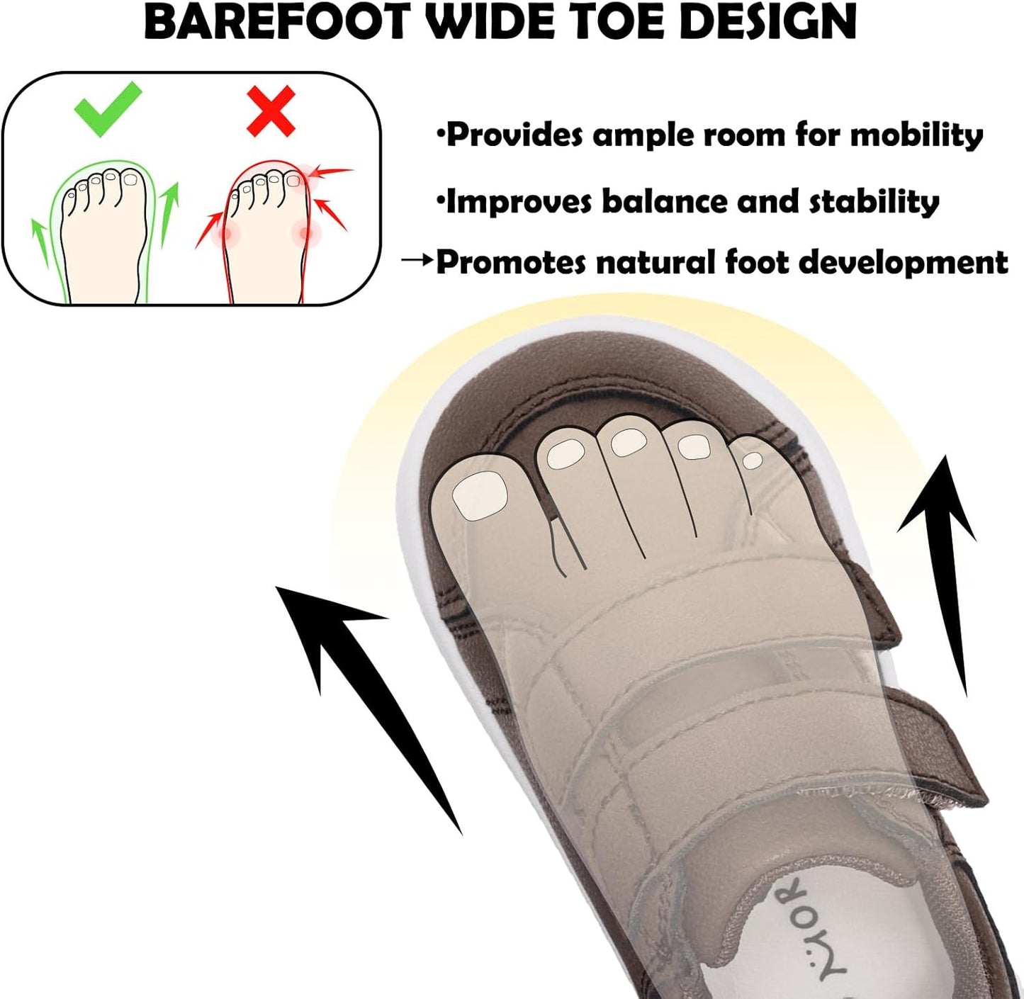 MORENDL Wide Toe Box Shoes Toddler Barefoot Shoes Baby Walking Shoe Boy Girl Non-Slip Zero Drop Minimalist Sneakers Comfort Tennis Outdoor Activities
