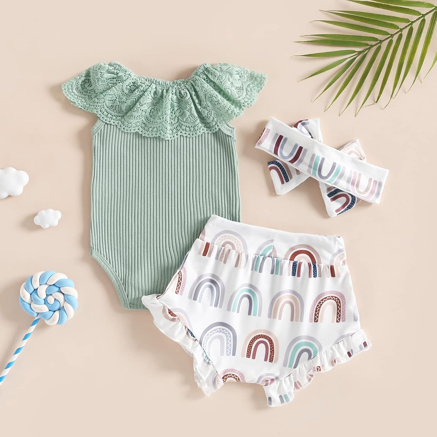 fhutpw Baby Girl Clothes Summer Cute Outfits 3 6 12 18 Months Spaghetti Strap Romper & Floarl Shorts Sets