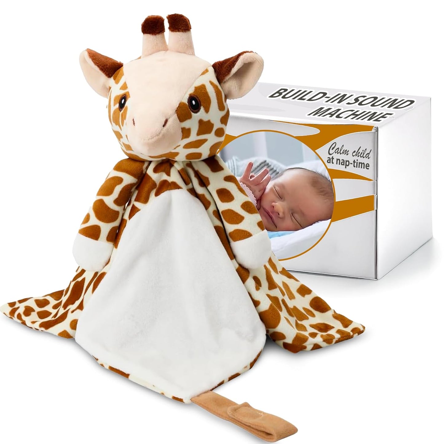 Love By Emi Baby Music Lovey Brown Giraffe, Baby Sleep Soother for Crib & Cuddle Bedtime, White Noise with Heartbeat & Lullaby, Plush Sound Machine Toy, Stuffed Animal for Newborns, Infants & Toddlers