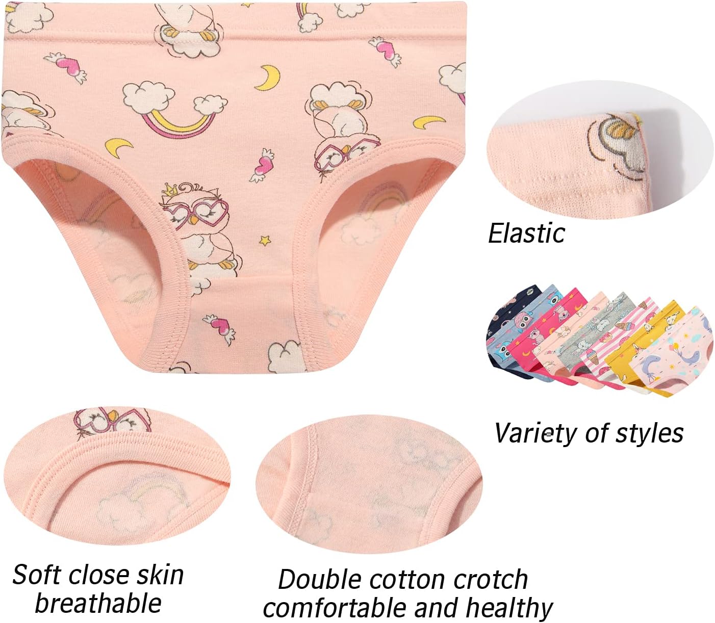 Girls' Cotton Brief Breathable Toddler Panties Kids Assorted Underwears 6-8 pieces