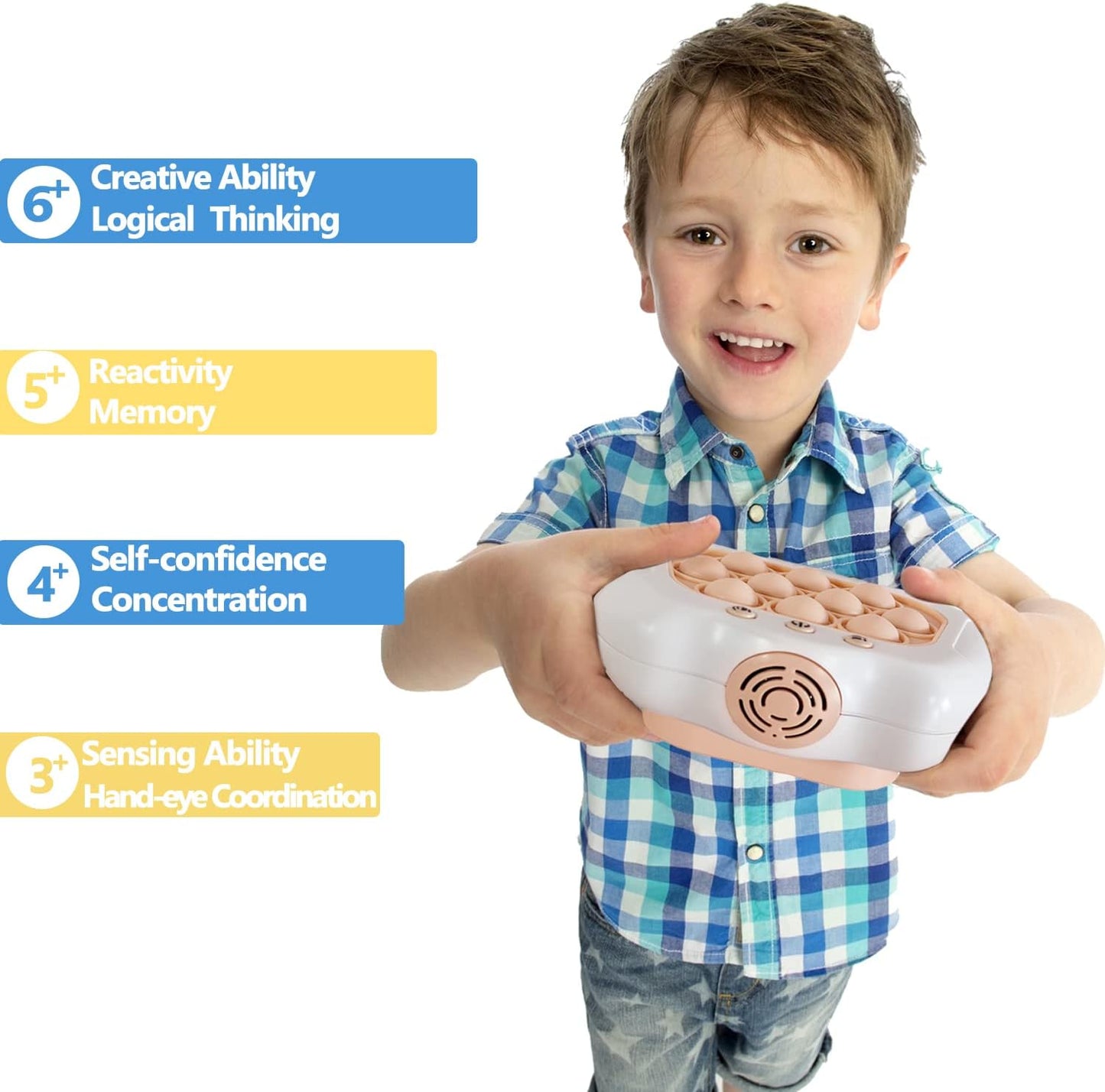 Pop The Target! Handheld Speed Pushing Game Machine: A Fun Multiplayer Game for Family. Fidget Game Toy for 6 7 8 9 10 11 12 Years Old White