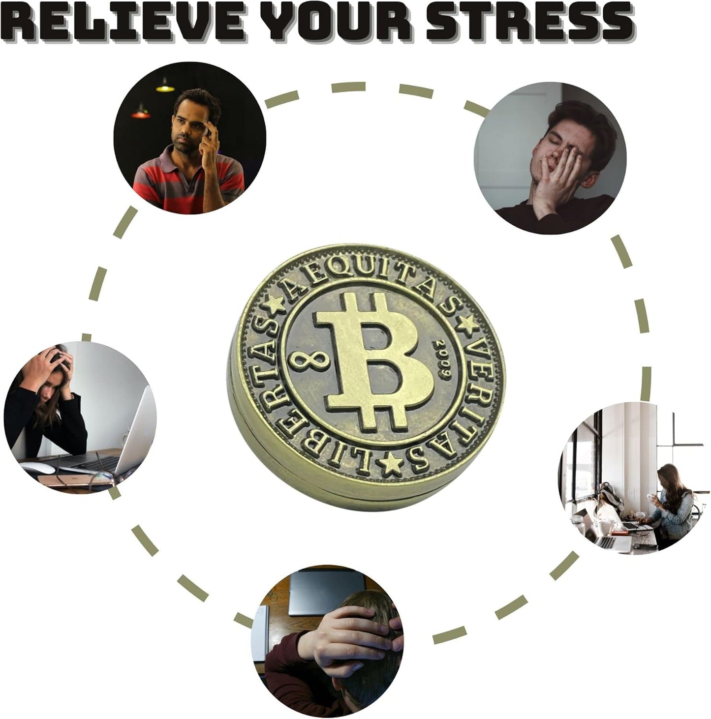 Fidget Slider Fidget Coin Metal Fidget Toy EDC Slider Fidget Toys for Adults Push Slider Anxiety Relief Chritmas Gift for Men ADHD(Yellow)