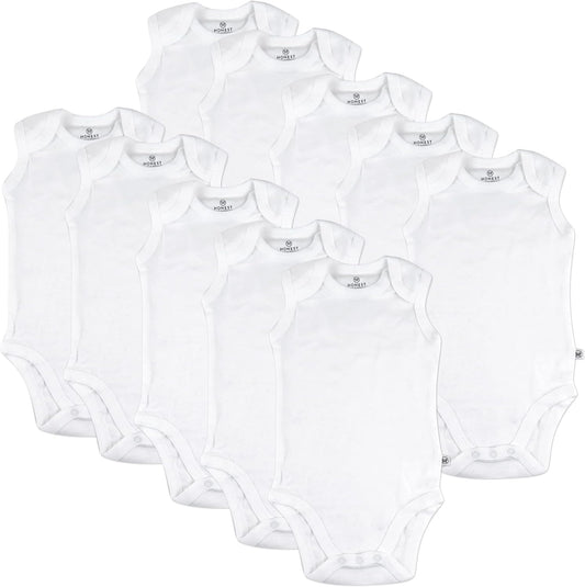 Sleeveless Bodysuits One-piece 100% Organic Cotton for Baby Boys, Girls, Unisex