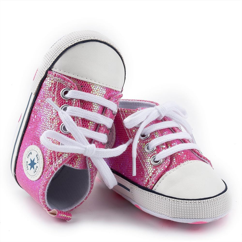 Unisex Baby Girls Boys Canvas High-top Shoes, Newborn Infant Anti-Slip Soft Sole Frist Walking Breathable Sneakers