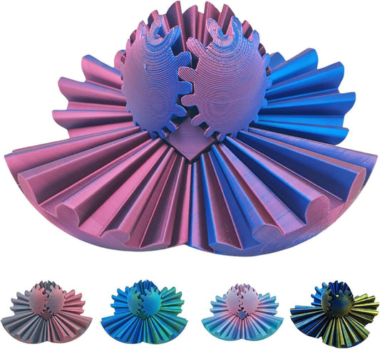 Gear Ball 3D Printed Gear Ball Spin Ball OR Cube Fidget Toy - Perfect for Stress and Anxiety Relaxing Fidget Toy, Desk Toy - Ideal for Sensory Needs and Autism (Red Blue)