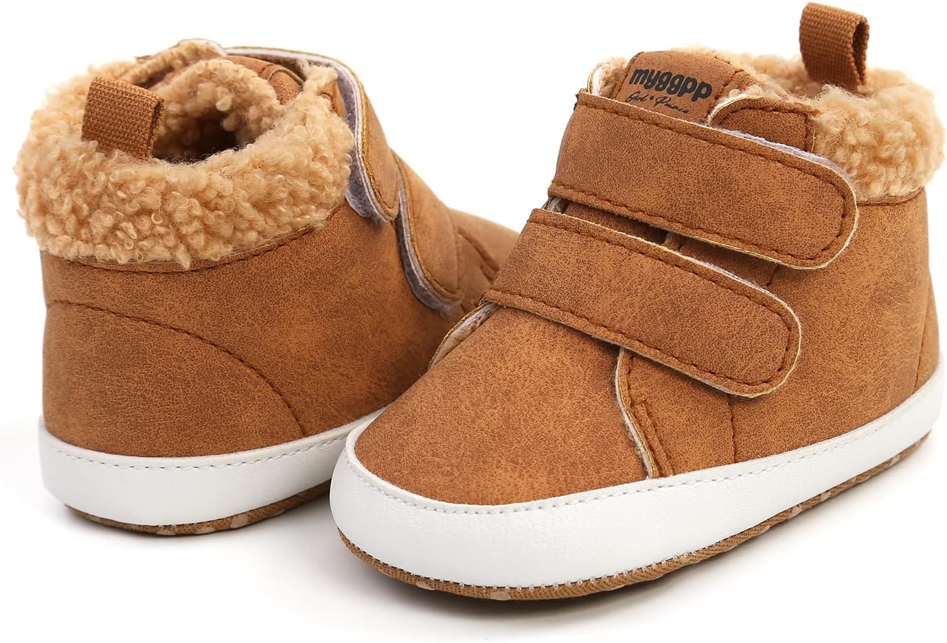 SOFMUO Baby Boys Girls High Top Ankle PU Leather Sneakers Soft Rubber Sole Infant Moccasins Newborn Oxford Loafers Anti-Slip Toddler Wedding Uniform Dress Shoes