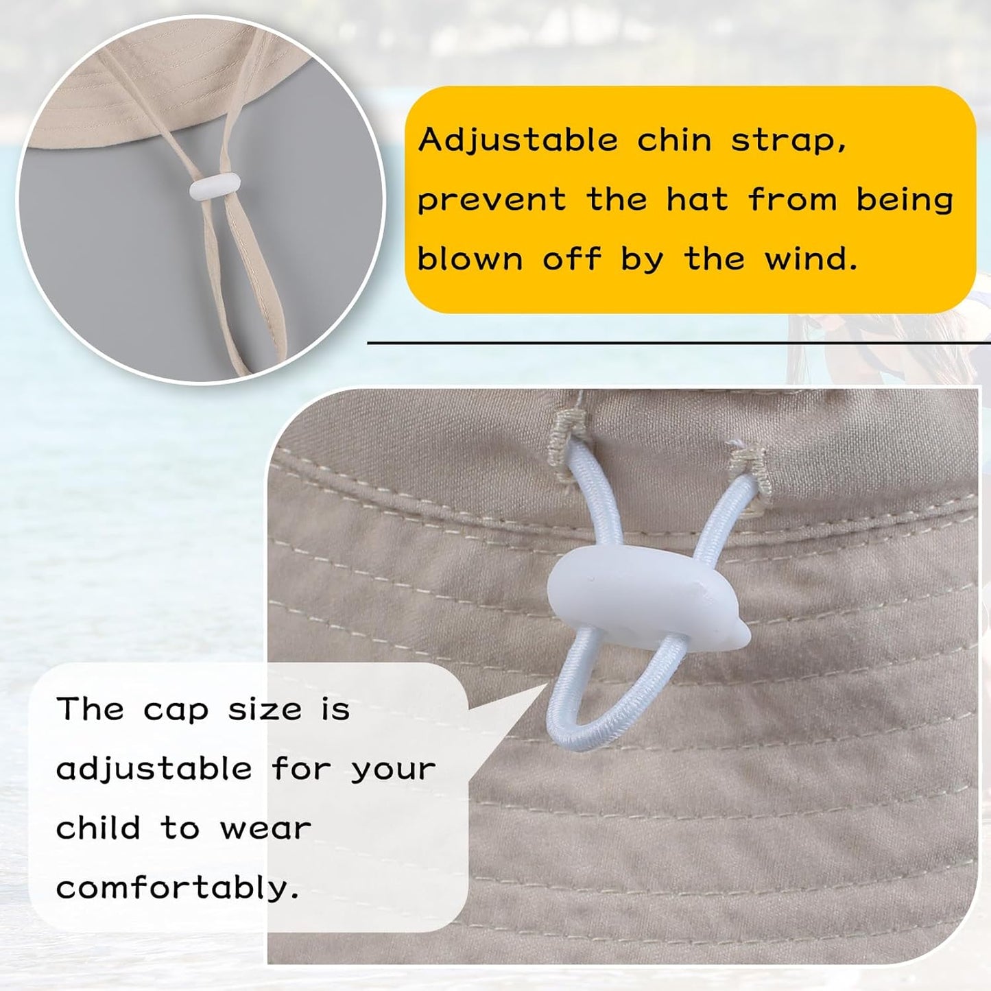 Peecabe Summer Baby Sun Hat for Boys Girls UPF 50+ Wide Brim Toddle Bucket Hat Adjustable Baby Beach Cap 0-8 Years