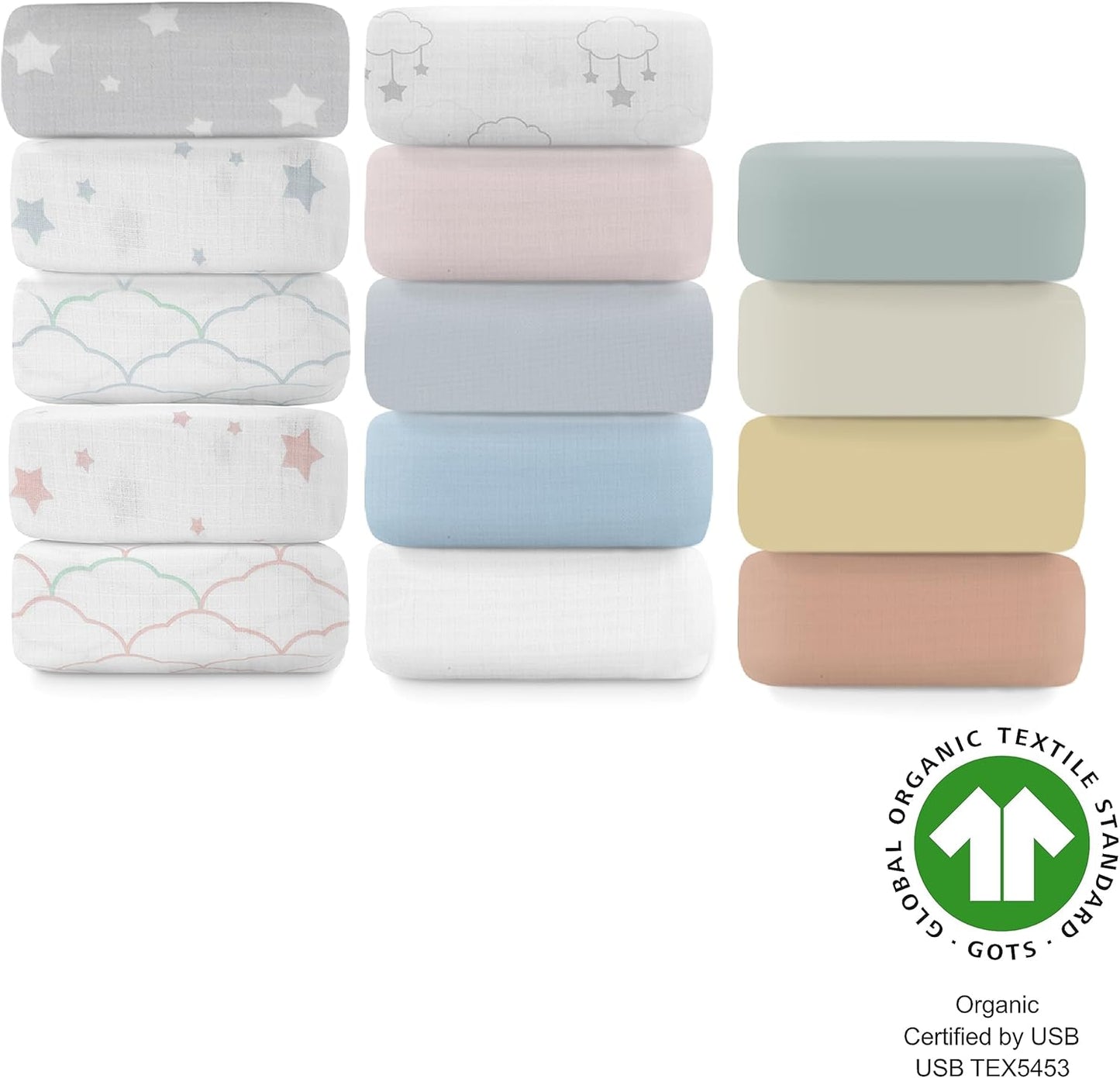Newton Baby Mini Crib Fitted Sheets (2-Pack) | Organic Muslin Cotton, Ultra Breathable & Soft Baby Sheets, Machine Washable Baby Mattress Sheets, Fits Any Mini Sized Crib 24" x 38", Sage