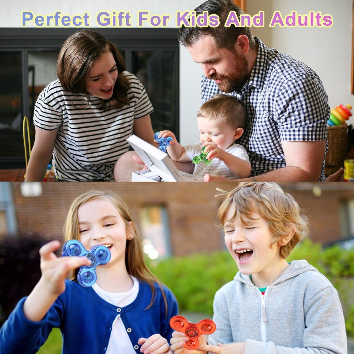 LED Light Fidget Spinners 2 Pack Fidget Toys for Kids and Adult ADHD Stress Reduction and Anxiety Relief Hand Spinners Thanksgiving Christmas Crystal Finger Toy Blue+Red