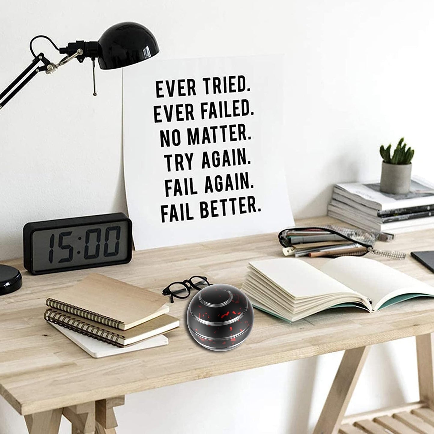 Kinetic Desk Toys, 1.54'' Kinetic Spinning Desk Toys for Kids Adults, Fidget Toys for Party Favors, Christmas Stocking Stuffers, Easter Basket (Black Red)