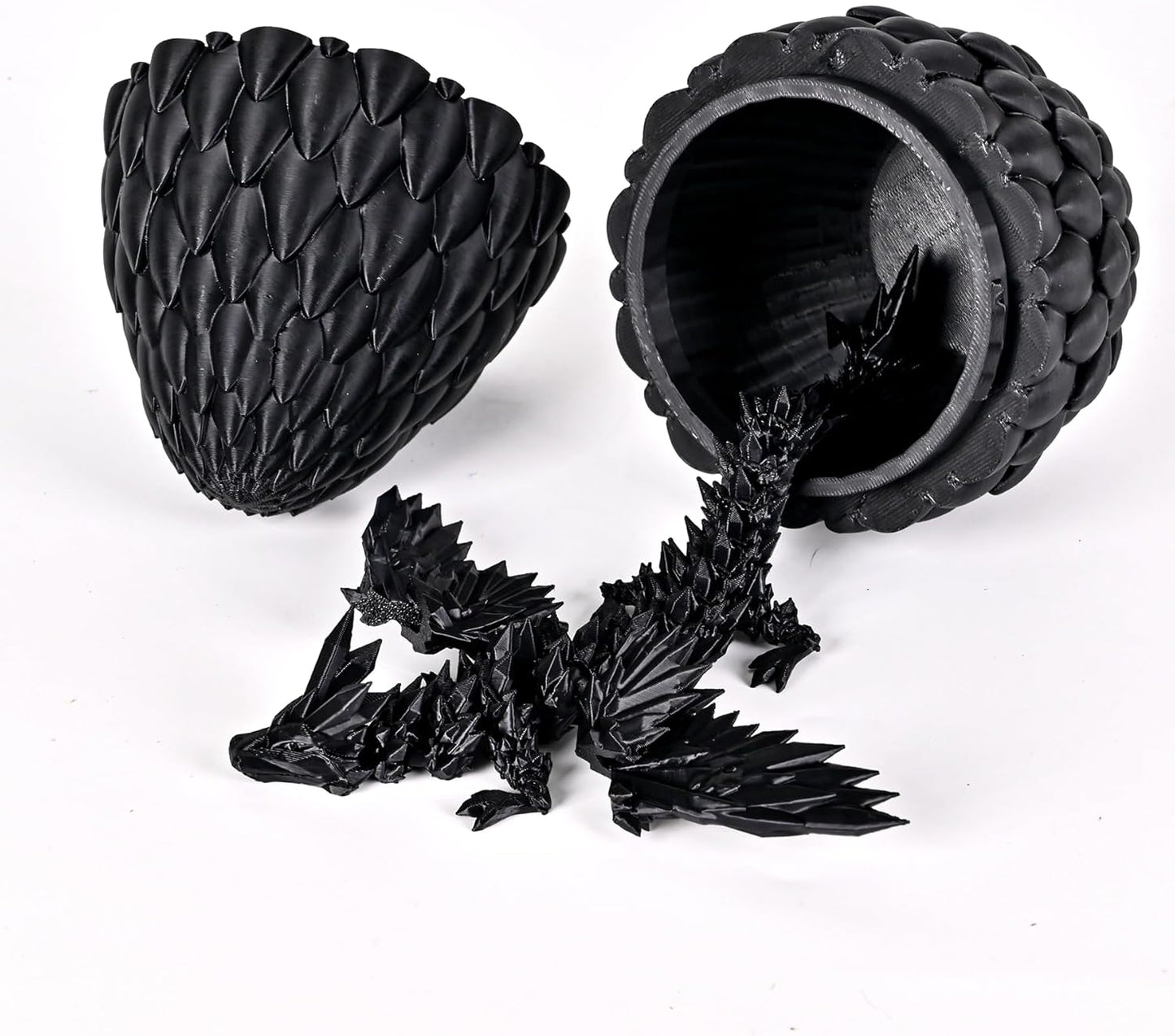 12inch Fly Dragon Egg, Year of The Dragon, 3D Printed Dragon, Executive Desk Toys, Articulated Dragon, Fidget Toys Gifts for Graduates Students Teachers Adults (Black)