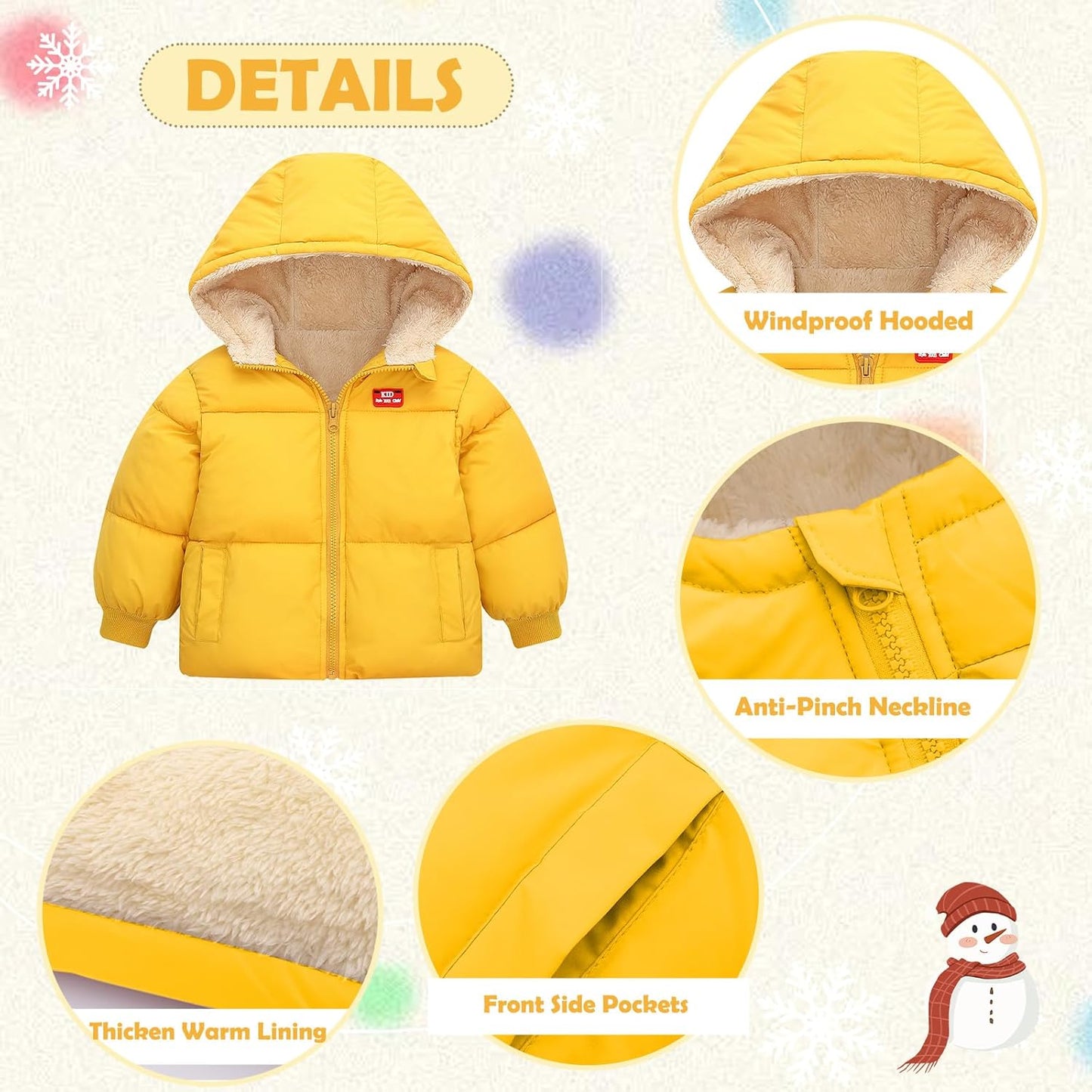 UNICOMIDEA Baby Winter Coat with Hooded Toddler Boys Girls Puffer Jackets for 12M-5T