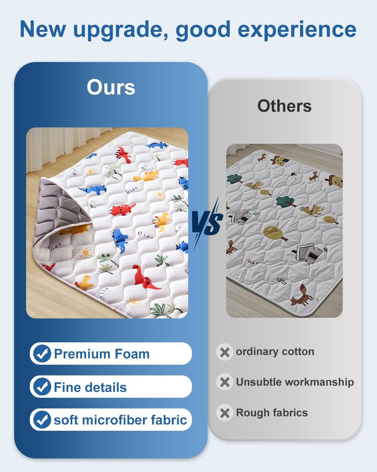 Odorless Premium Foam Baby Play Mat 79" x 59", Soft Microfiber Fabric Crawling Mat for Floor- Comfortable and Hypoallergenic, Non-Slip Cushioned Floor Playpen mat for Infants,Babies,Toddlers