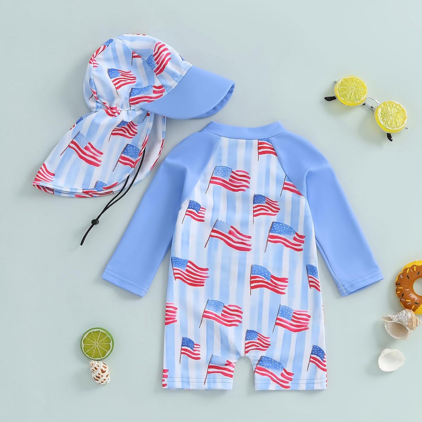 Hnyenmcko Baby/Toddler Boy Rash Guard Swimsuit Long Sleeve One Piece Zipper Swimwear Sunsuit Infant Bathing Suit Beachwear