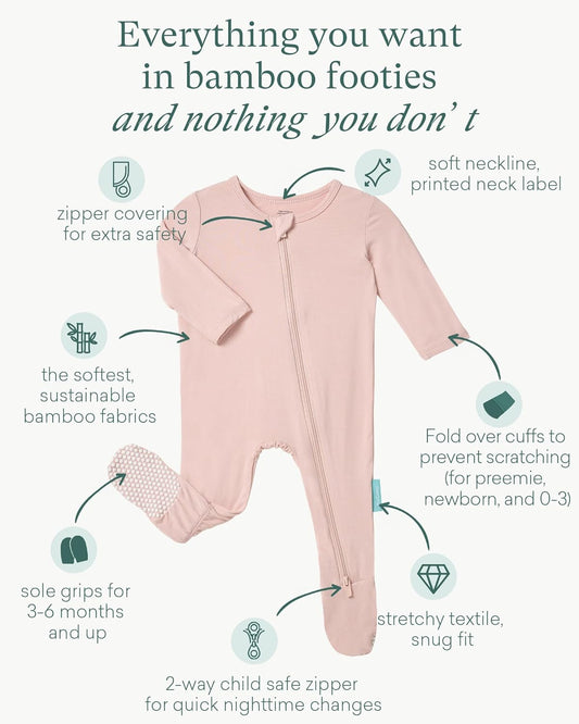 Baby Zipper Footie Pajamas, Supersoft Bamboo Rayon Baby Footed Pjs Boy Girl 0-3-6-9-18-24 Month Coverall Sleepers