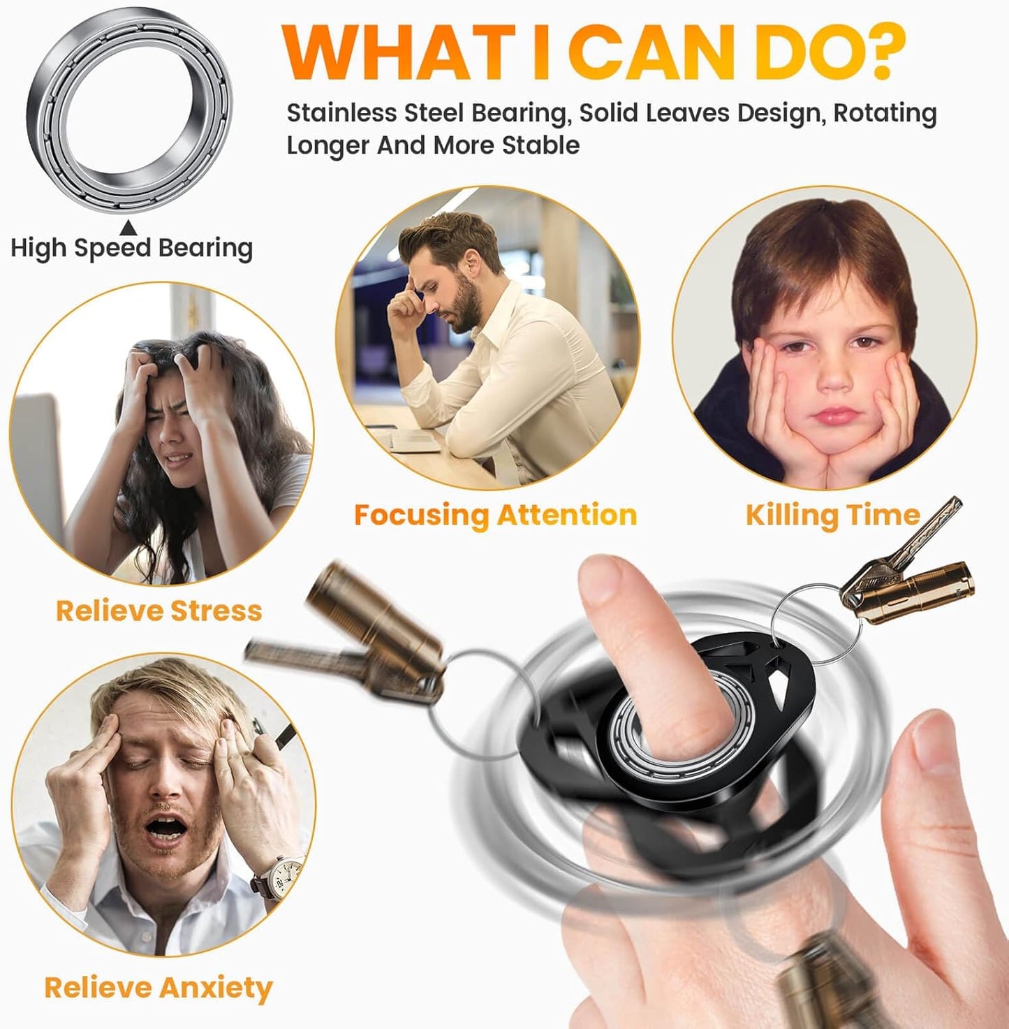 Keychain Spinner, Fidget Keychain, Spinning Keychain Fidget, Fidget Keychain for Adults, Metal Fidget Spinner Keychain Toys for Key