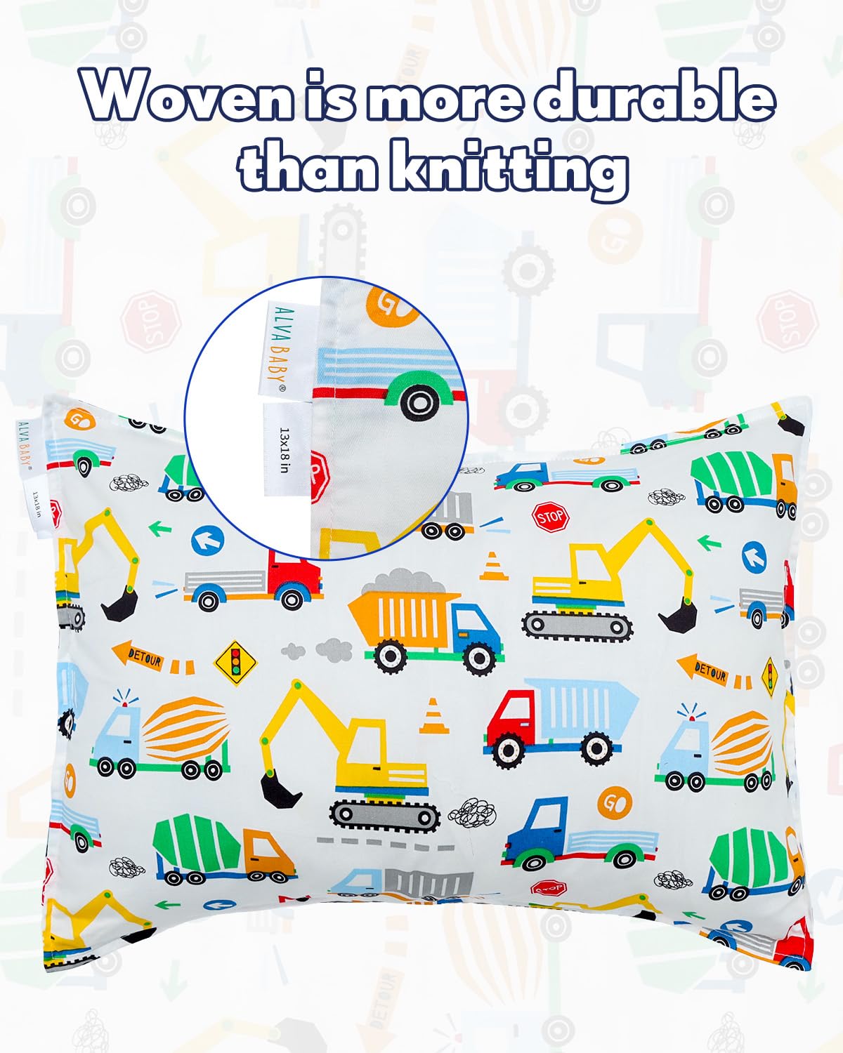 ALVABABY Toddler Pillowcases 2 Pack Cotton Kids Pillow Cover Fit 13"x 18" or 14"x20" Envelope for Girl Boy Sleepy Travel 2L-FTP12A