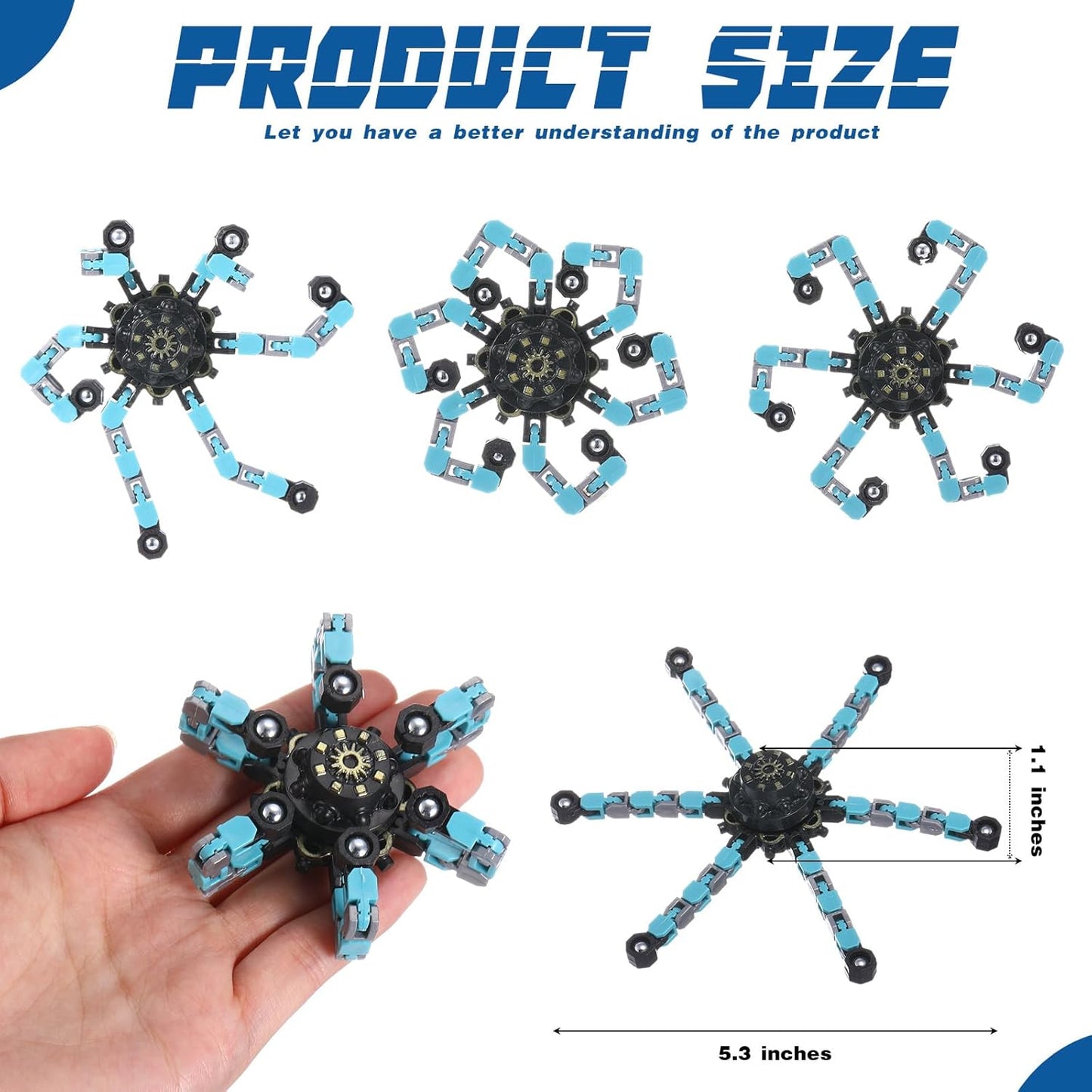 120 Pcs Transformable Fidget Spinners Bulk Robot Sensory Fidget Toys Stress Relief Spinner DIY Deformation Mechanical Gyro Toys Easter Party Favors for ADHD Autism Kids Adults