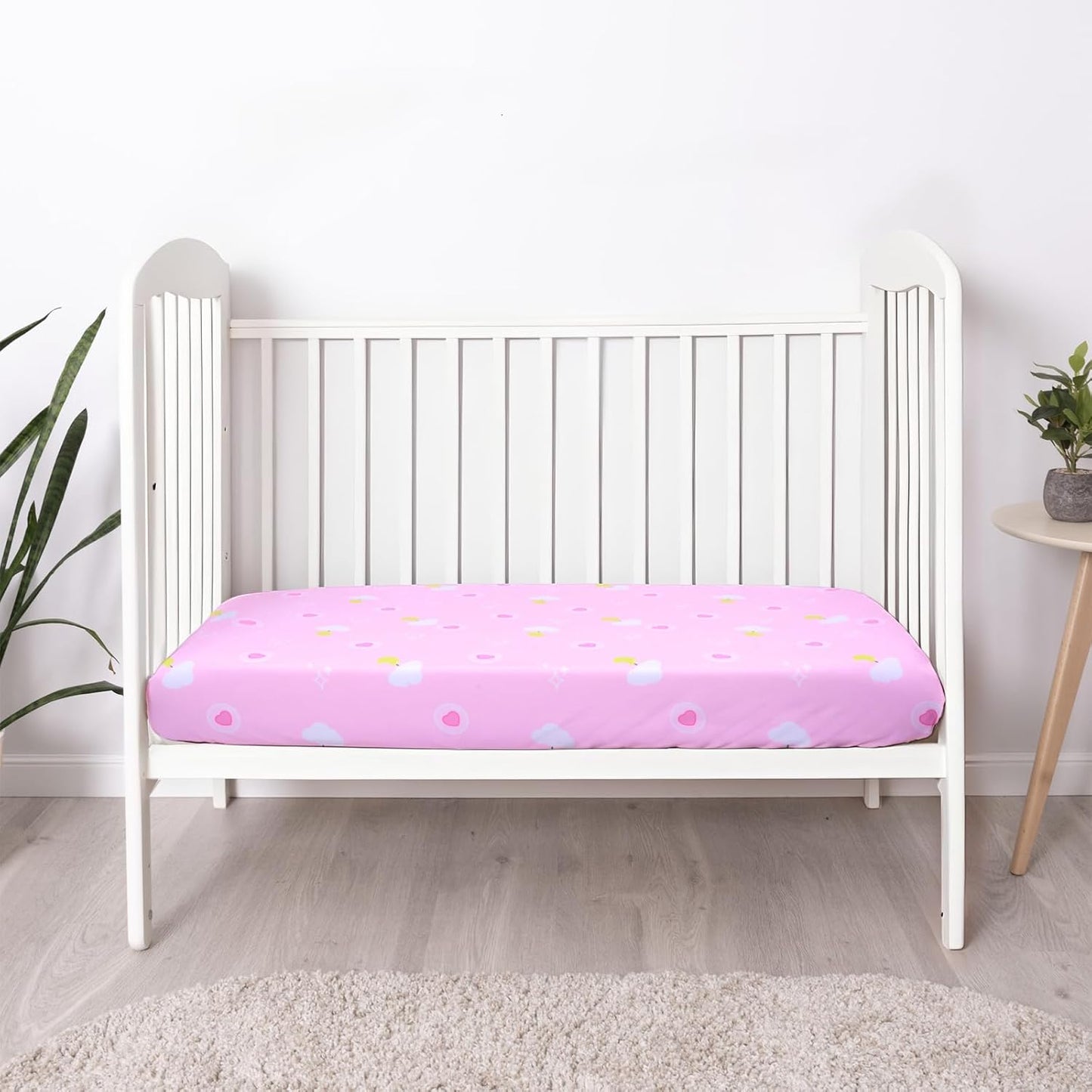 UOMNY Crib Sheet, Pink Clouds Crib Sheets Baby Sheet for Standard Crib and Toddler Mattresses Nursery Bedding Sheet Crib Mattress Sheets for Boys and Girls 1 Pack Toddler Sheet