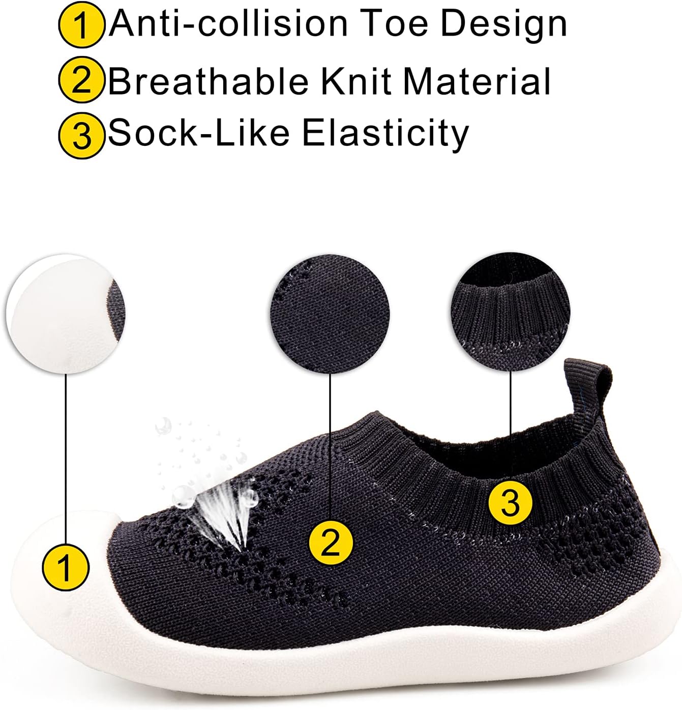 Baby First-Walking Shoes 1-4 Years Kid Shoes Trainers Toddler Infant Boys Girls Soft Sole Non Slip Cotton Canvas Mesh Breathable Lightweight TPR Material Slip-on Sneakers Outdoor