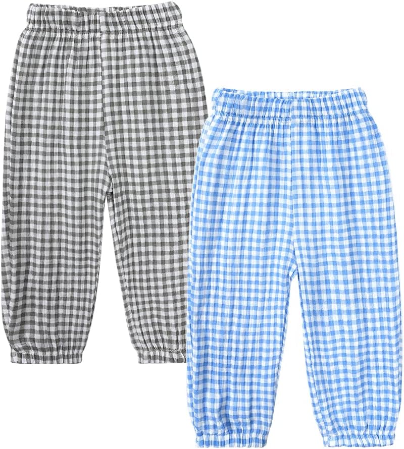 MYGBCPJS Baby Boys Girls Cotton Linen Trousers Kids Casual Ankle Pants Loose Long Bloomers