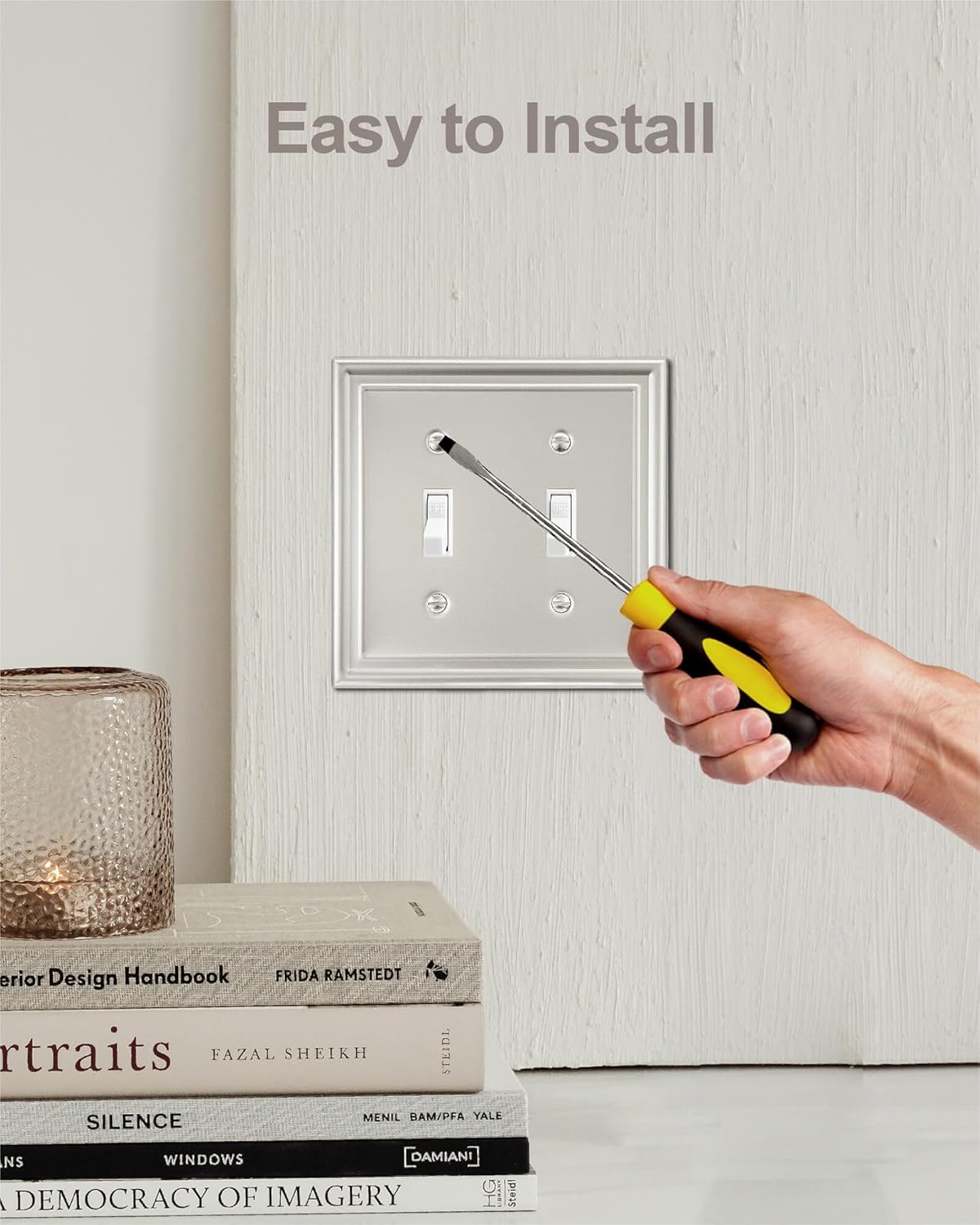 2-Pack Double Toggle Wall Plate, Satin Nickel Light Switch Cover, Metal Switch Covers Wall Plate, Midsize, A035 Series