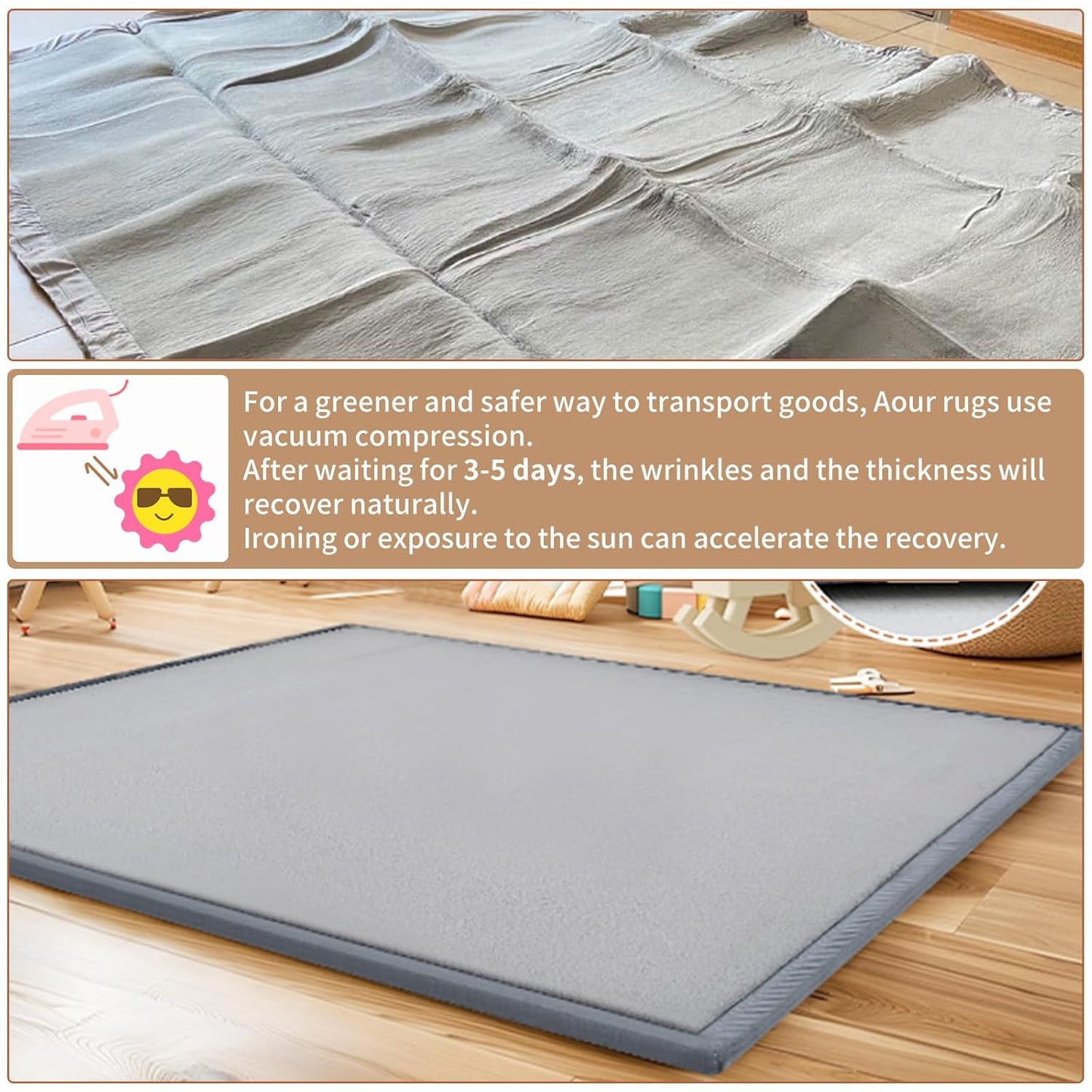 Baby Play Mat for Floor - 1.4" Thick Memory Foam Rug, 80"x80" Playpen Tummy Time Mat, Soft Velvet Nursery Rug, Large Padded Crawling Mat, Cushioned Pads for Playroom Toddlers, Infants, Yoga, Tatami