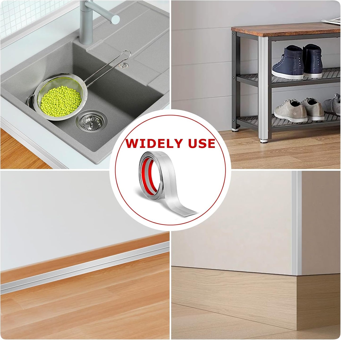 Flexible Wall Corner Protector Moulding Trim Peel and Stick Wall Corner Guards Edge Protector Self Adhesive Molding Trim Strip for Edge Ceiling (Silver, 1.6 in x 40 Ft)