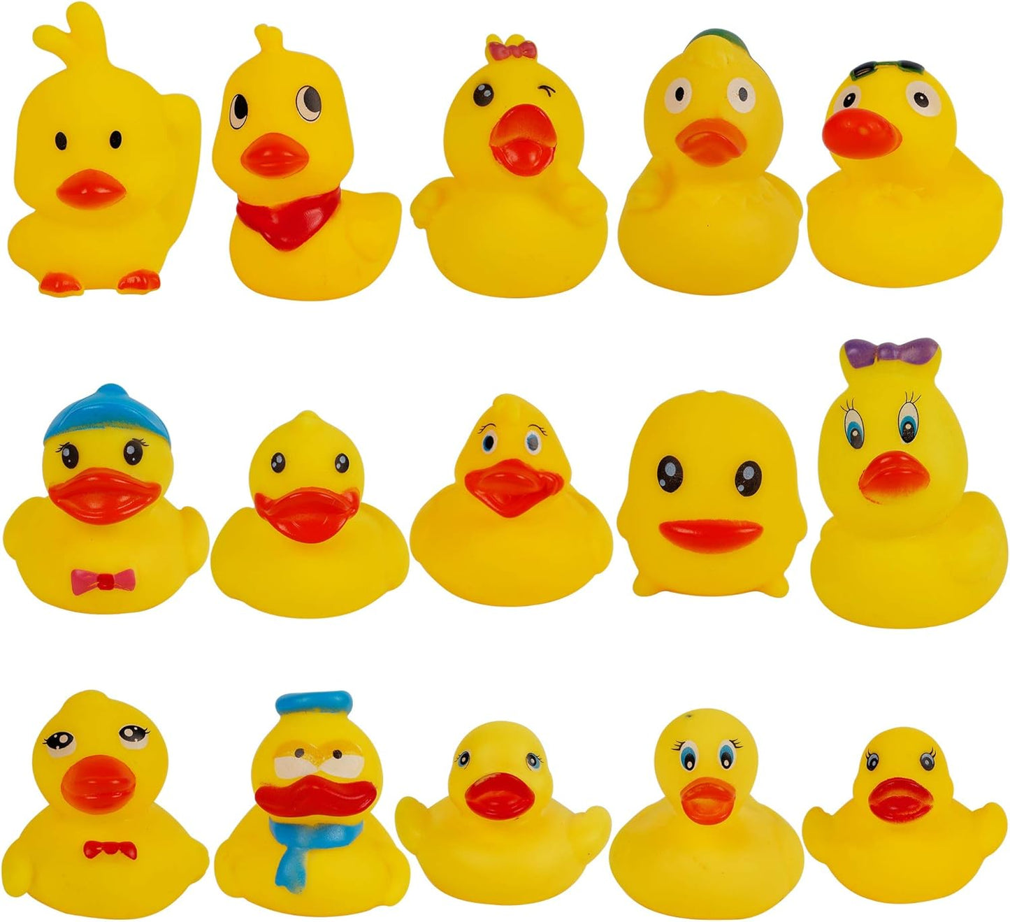 Set of 15 Duck Bath Toy Rubber Duckies, 2 Inches Bathtub Duck Set Squeak Rubber Floating Duck Baby Shower Bath Tub Pool Toys