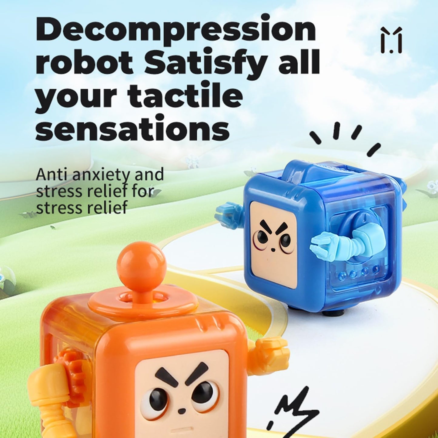 Fidget Robot Cube Fidget Toy, Magic Cube Stress and Anxiety Relief Toys, Fidgets Robot Cube Fidget Toy Cube Relaxing Hand-Held for Adults, Killing Time Cool Fidget Block for ADD/ADHD/OCD (Green)