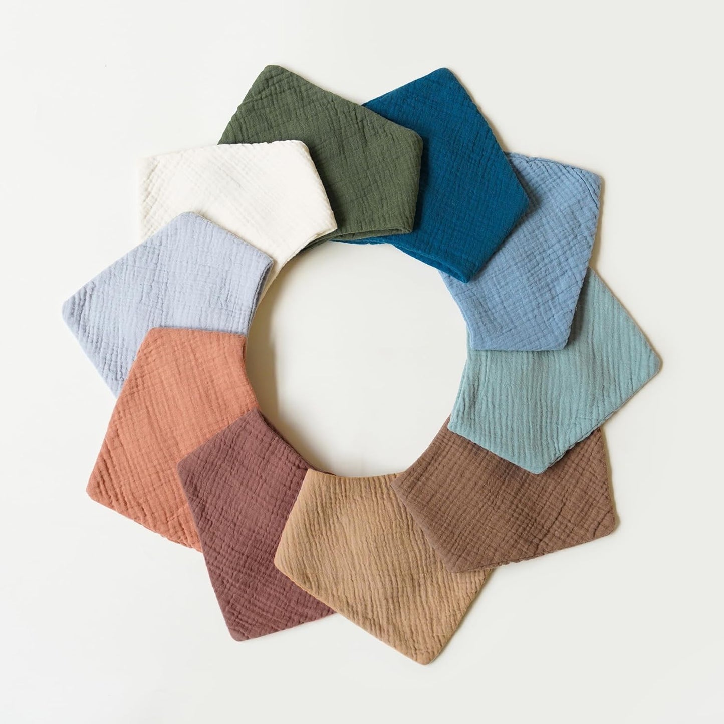 Konssy Muslin Baby Bibs 10 Pack Baby Bandana Drool Bibs 100% Cotton for Unisex Boys and Girls, Soft Absorbent Set for Teething and Drooling