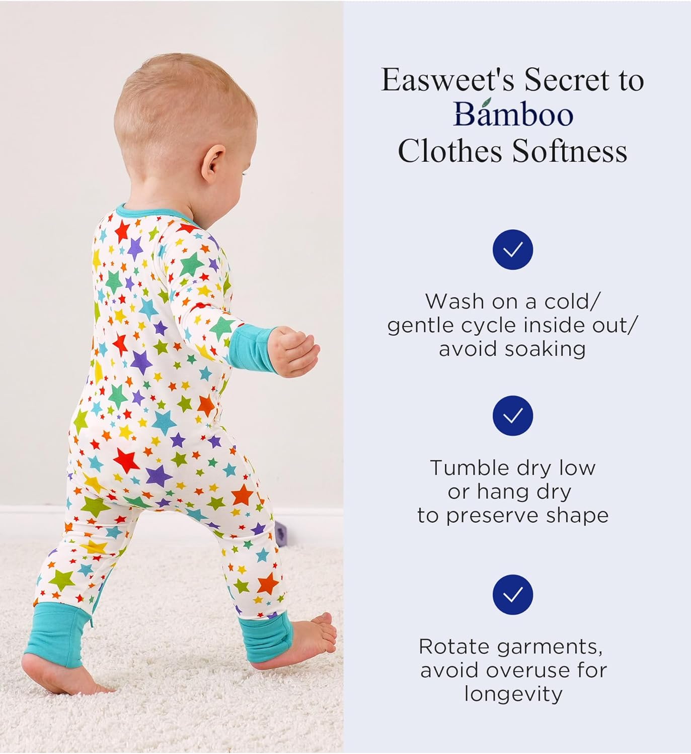 Baby One-Piece Romper Footless Bamboo Viscose Pajamas Sleepers for Baby Boys and Girls