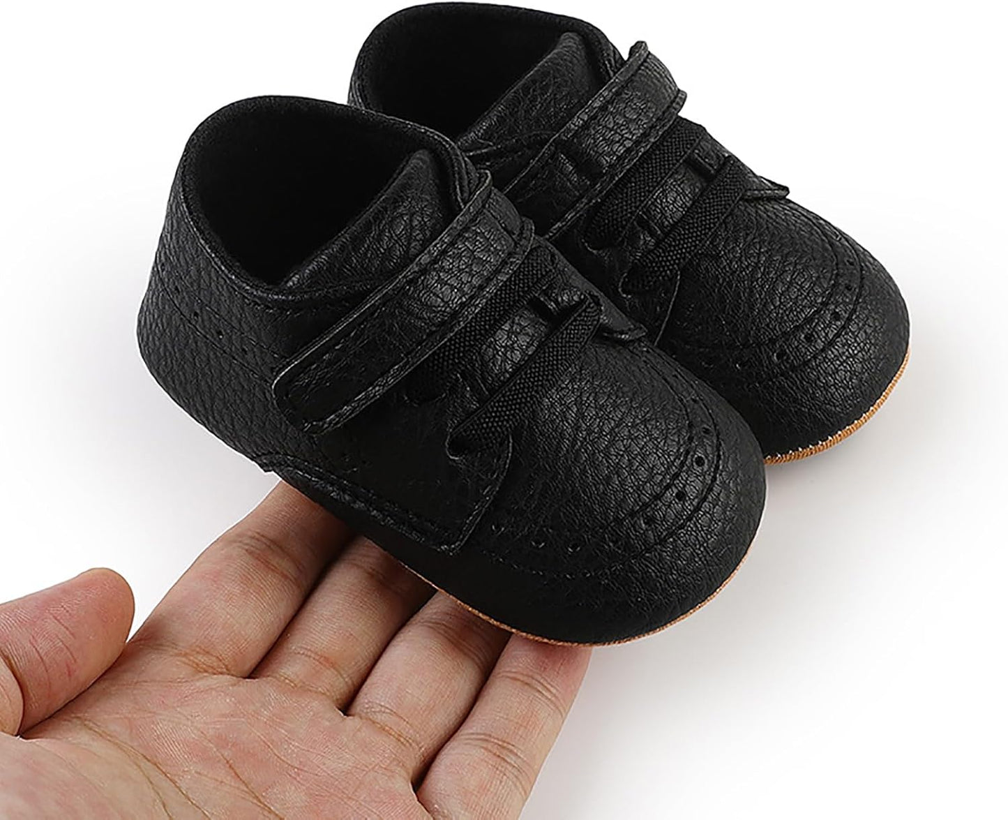 SOFMUO Baby Boys Girls High Top Ankle PU Leather Sneakers Soft Rubber Sole Infant Moccasins Newborn Oxford Loafers Anti-Slip Toddler Wedding Uniform Dress Shoes