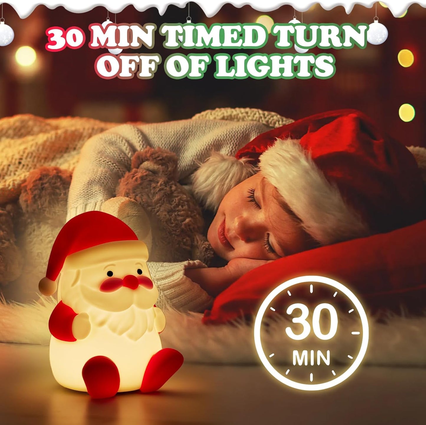 Rechargeable LED Christmas Gift Night Light - 3 Level Dimmable Touch Lamp for Nursery and Kids Room Decor - Perfect Sleep Aid and Gift