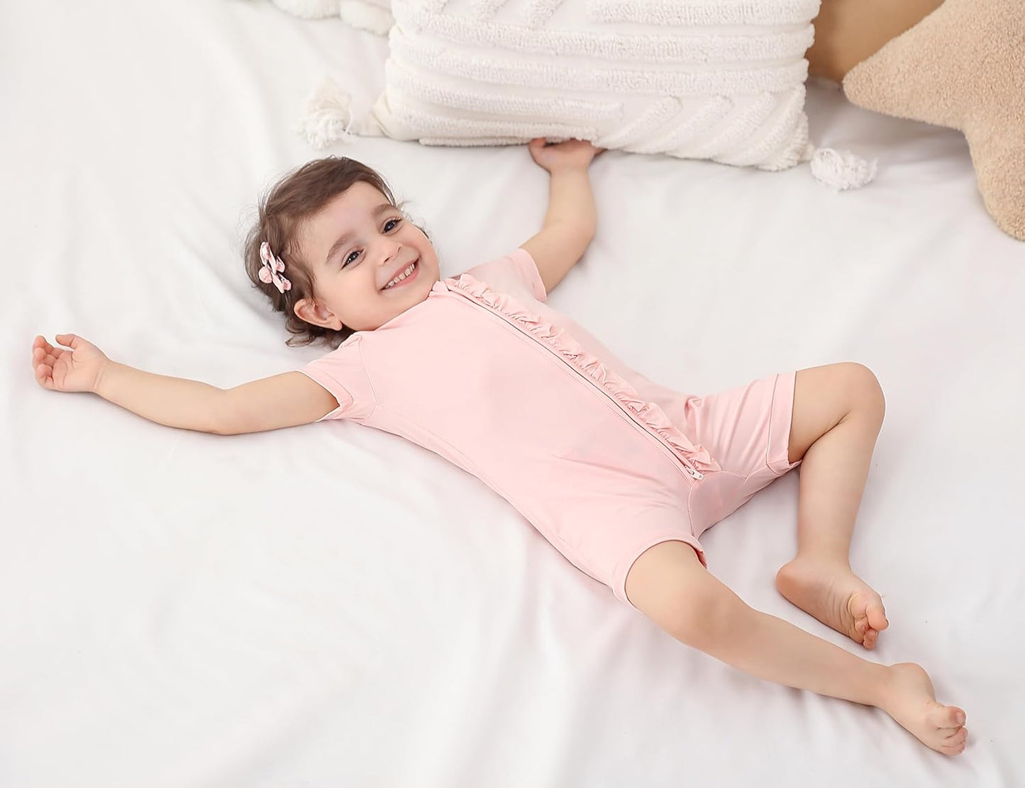 JunNeng Baby Boy Girl 2 Pack Rayon of Bamboo Summer Sleeper Infant Soft Short Sleeve Zipper Footless One-piece Romper