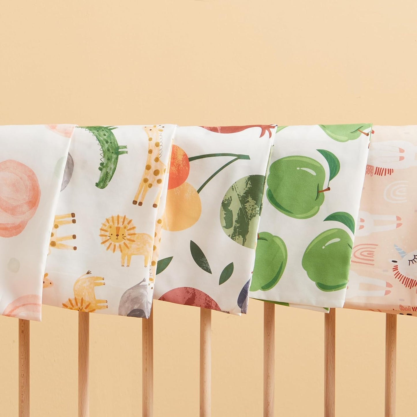 TILLYOU Toddler Pillowcases 13 x 18 Travel Pillow Case 2 Pack, Kids Pillowcases Machine Washable with Envelope Closure, Fruit Shadow & Orangish