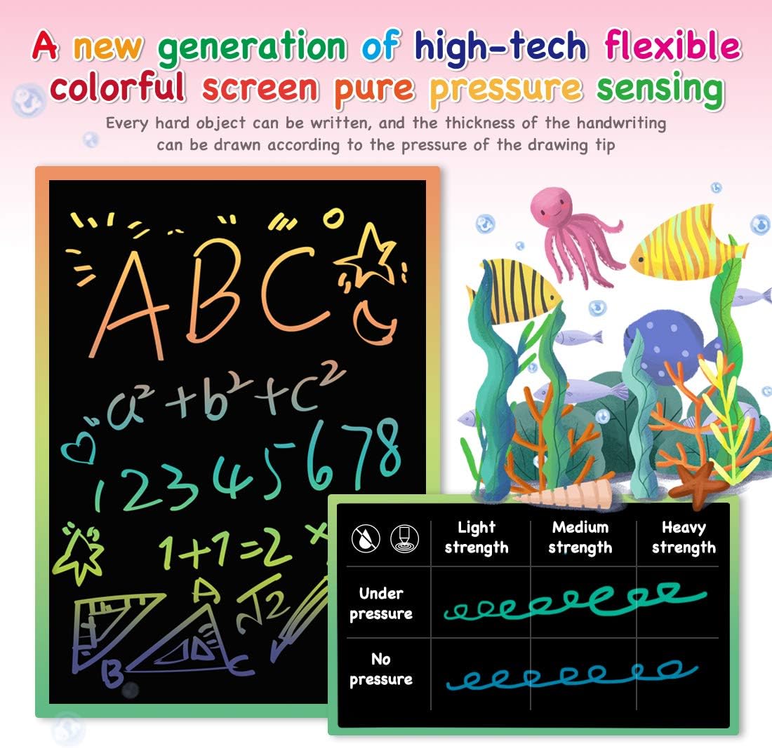 ORSEN LCD Writing Tablet 10 Inch, Colorful Doodle Board Drawing Pad for Kids, Educational Christmas Toys Gifts for 3-6 Year Old Girls Boys (Pink)
