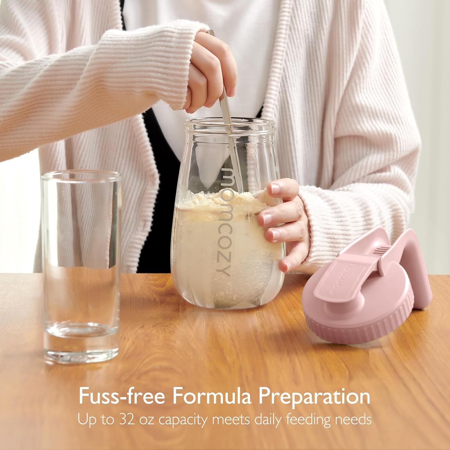 Momcozy Breast Milk Pitcher, Resistant to Heat and Cold Abrupt Temp Swings, No Leak Breast Milk Fridge Storage Container With Wide Mouth, Fast Baby Formula Maker, Breastfeeding Essentials, Pink