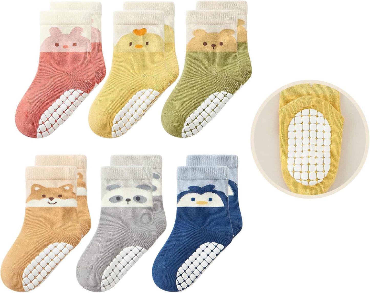 Baby Non Slip Ankle Socks with Grippers for 0 Months-7 Years Old Walking Socks