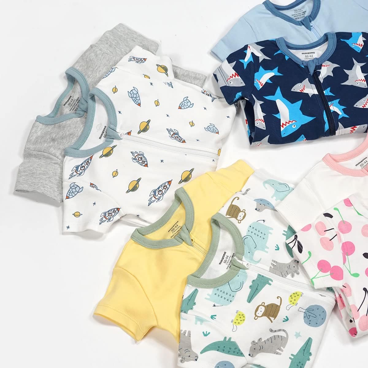 Teach Leanbh Baby Boys Girls 2 Pack 2 Way Zipper Footless Pajamas Cotton Short Sleeve Printing Romper Sleep and Play