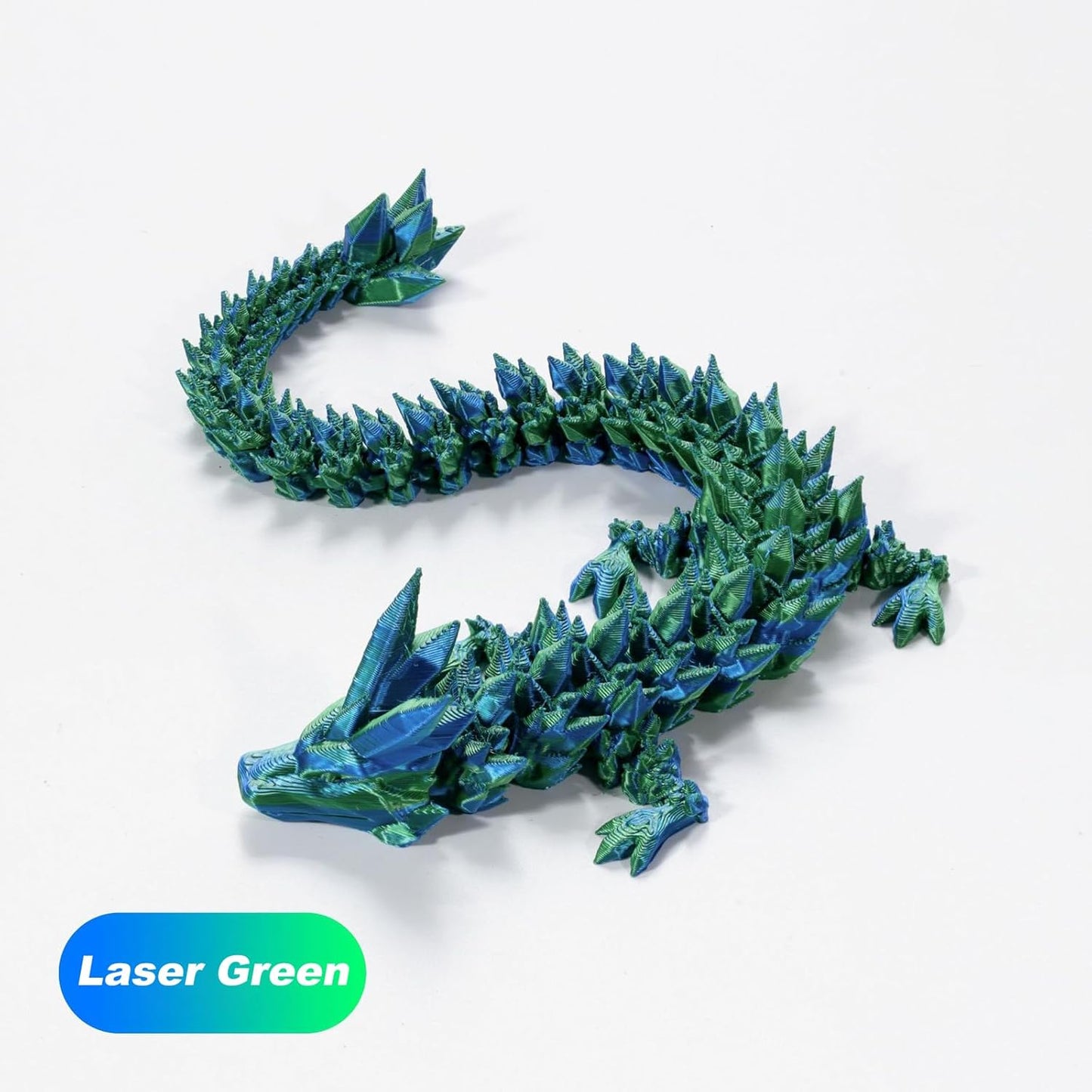 STONESTAR 3D Printed Dragon Fidget Toys, Full Articulated Dragon Crystal Dragon in Egg, Home Office Executive Desk Toys, 11" Dragon with 5" Egg (Laser Green)