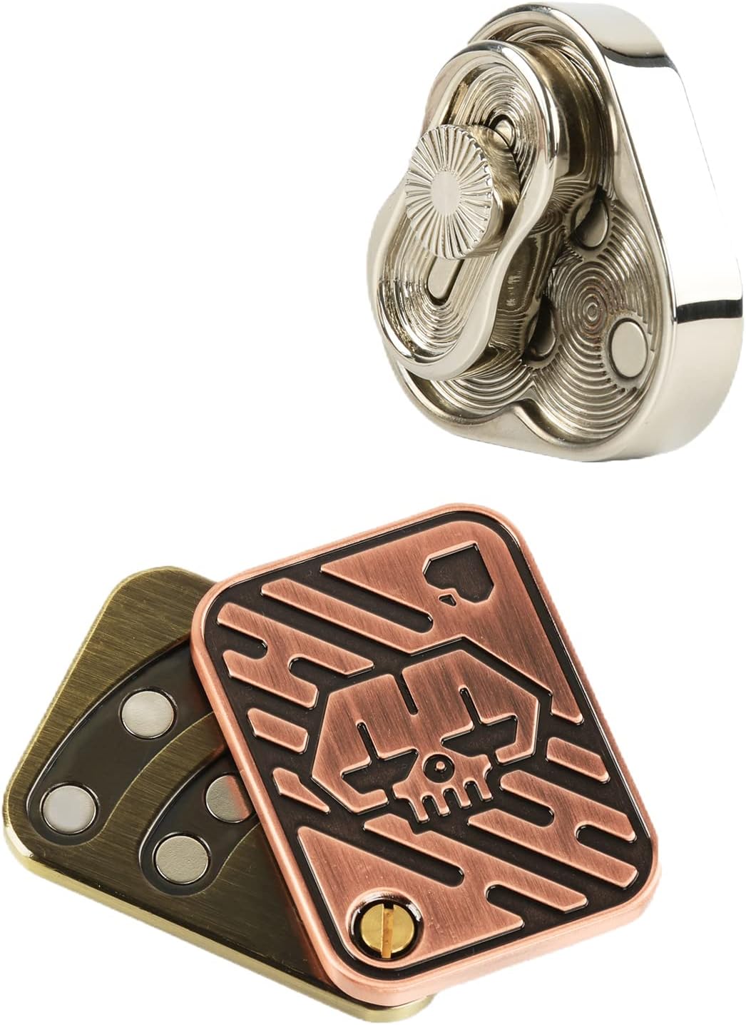 2 Pack EDC Metal Fidget Slider Toys- Stress Relief Toy Metal Slider Fidget Office Desk Toys for Adults (Poker Fidget Slider K + Triangle)