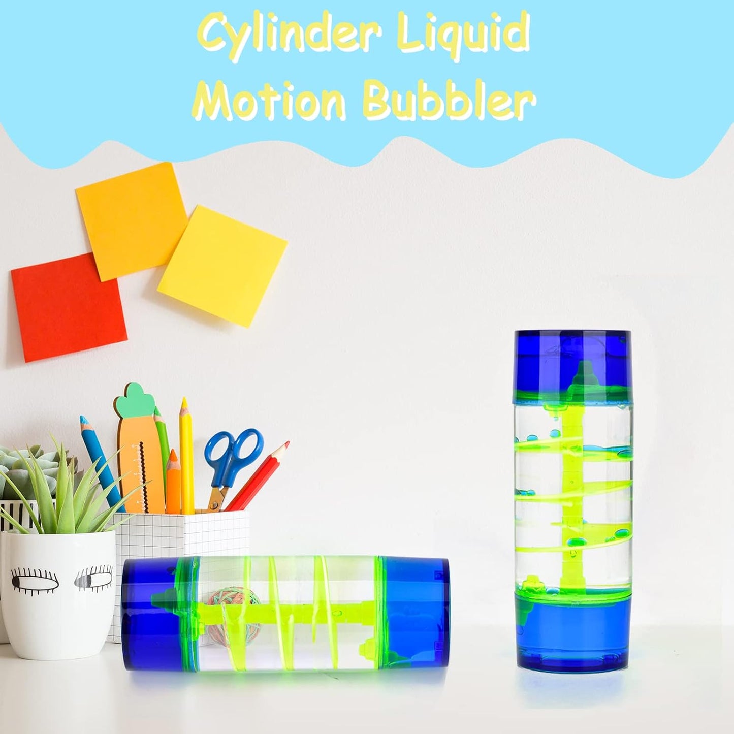Liquid Motion Bubbler,1 Pack Cylinder Liquid Timer for Sensory Play,Calming Relaxing Fidget Water Toy Stress Management for Kids and Adults,Home Office Desk Decor