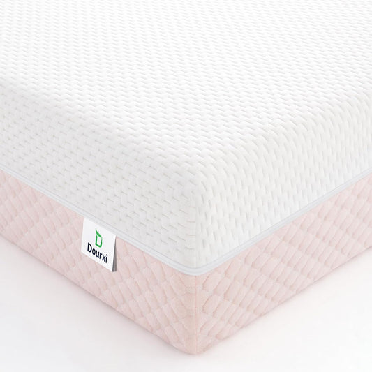 Crib Mattress, Dual Sided Comfort Memory Foam Toddler Bed Mattress, Triple-Layer Breathable Premium Baby Mattress for Infant and Toddler w/Removable Outer Cover - White&Pink