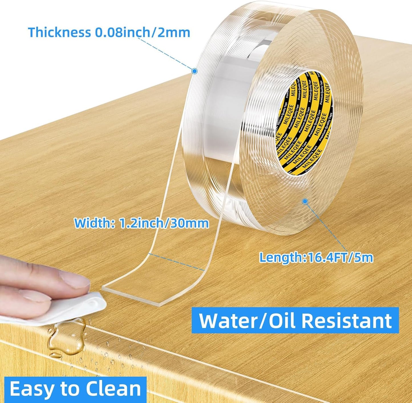 4Pack Clear Edge Protector Strip,1.18in x 16.4FT(65.6FT Total), Sharp Edge Wrap Cover Tape,Self Adhesive Protective Bumper Guards for Cabinet Door Desk Table Furniture,Kitchen Countertop,Waterproof