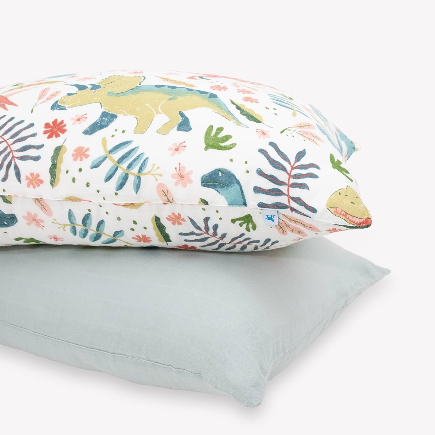 Little Unicorn Standard Pillowcase 2 Pack | Super Soft & Breathable Muslin Fabric | Snug Envelope Closure (Boho Dino)