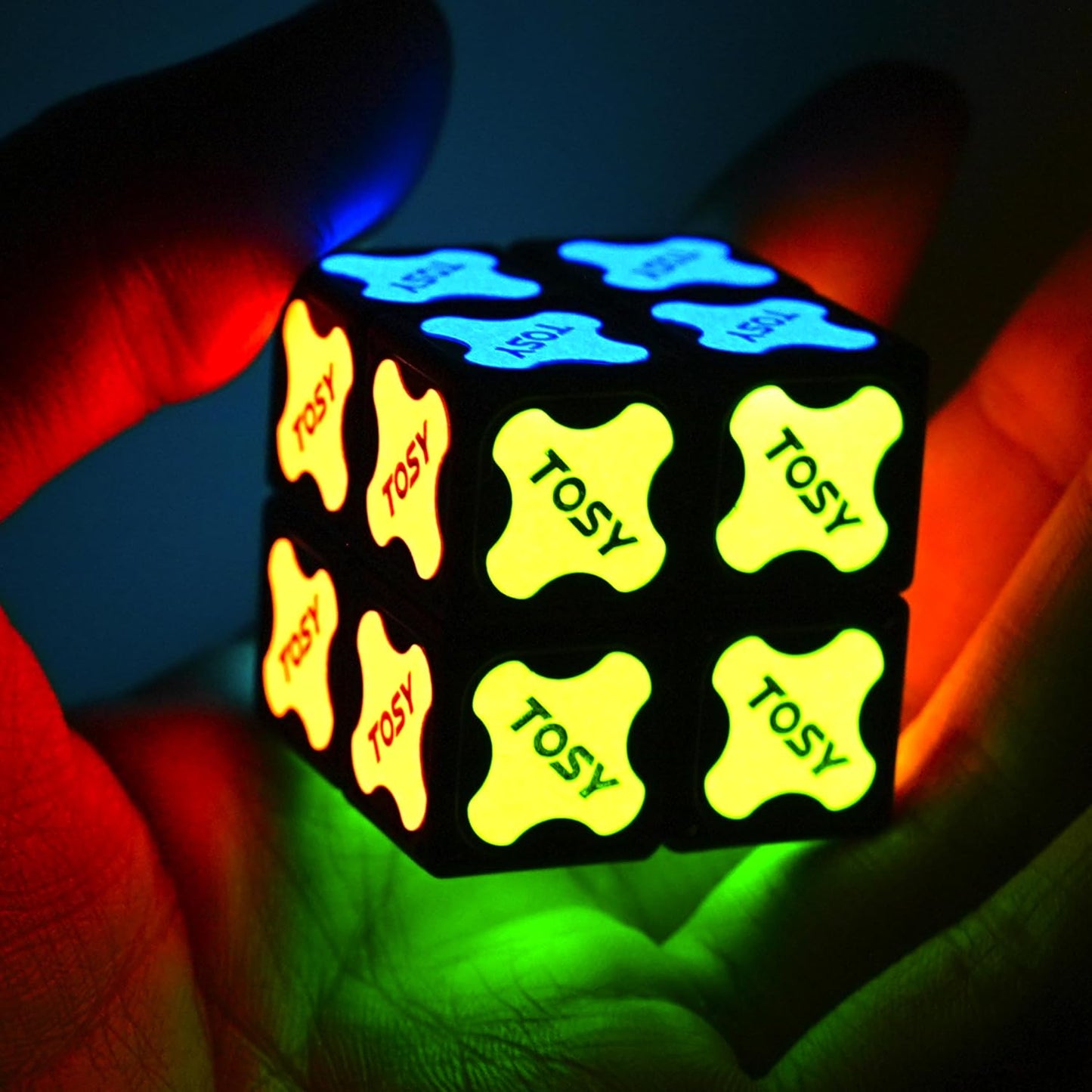 TOSY Magnet Cube 2x2 - 8 Blocks, 2 in 1 Toy: 2x2x2 Puzzle Cube and Customizable Infinity Cube, Glowing, UV Flashlight, Fidget/STEM/STEAM Magnet Tiles Birthday Gift for Kids/Teens/Adults, 2-Pack