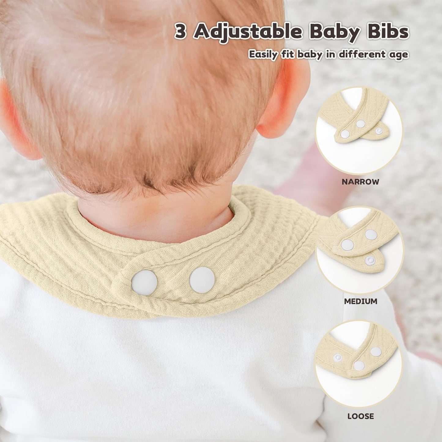 Susurration Muslin Baby Drool Bibs 10Pack Soft Square Adjustable Bandana Bibs for Unisex Baby Girls & Boys